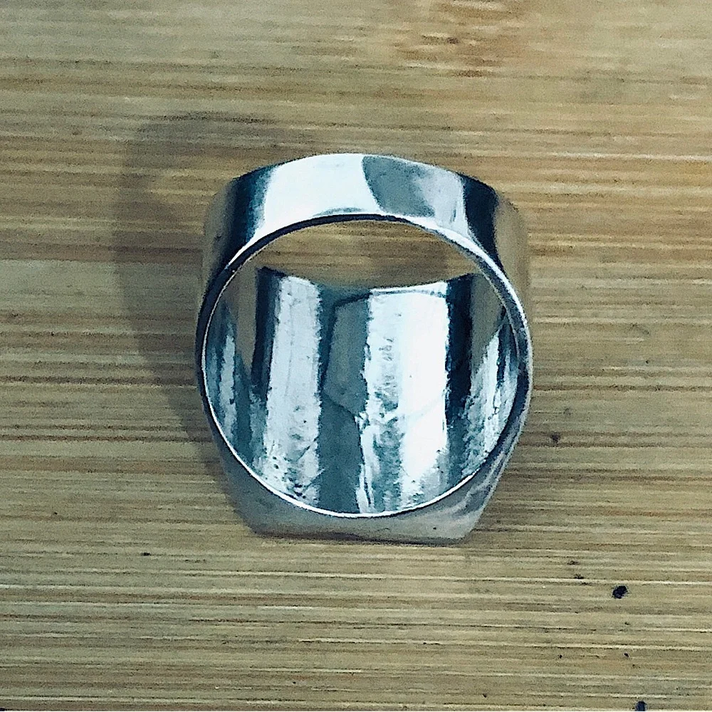 $87 Southwest Mosaic Turquoise Estate Ring Sterling Size 9 & 1/2 No Mark - Picture 7 of 9